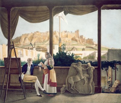 The French Consul, Monsieur Fauvel, on the Terrace of His House in Athens, Engraved by the Thierry Brothers, 1825 by Louis Dupré